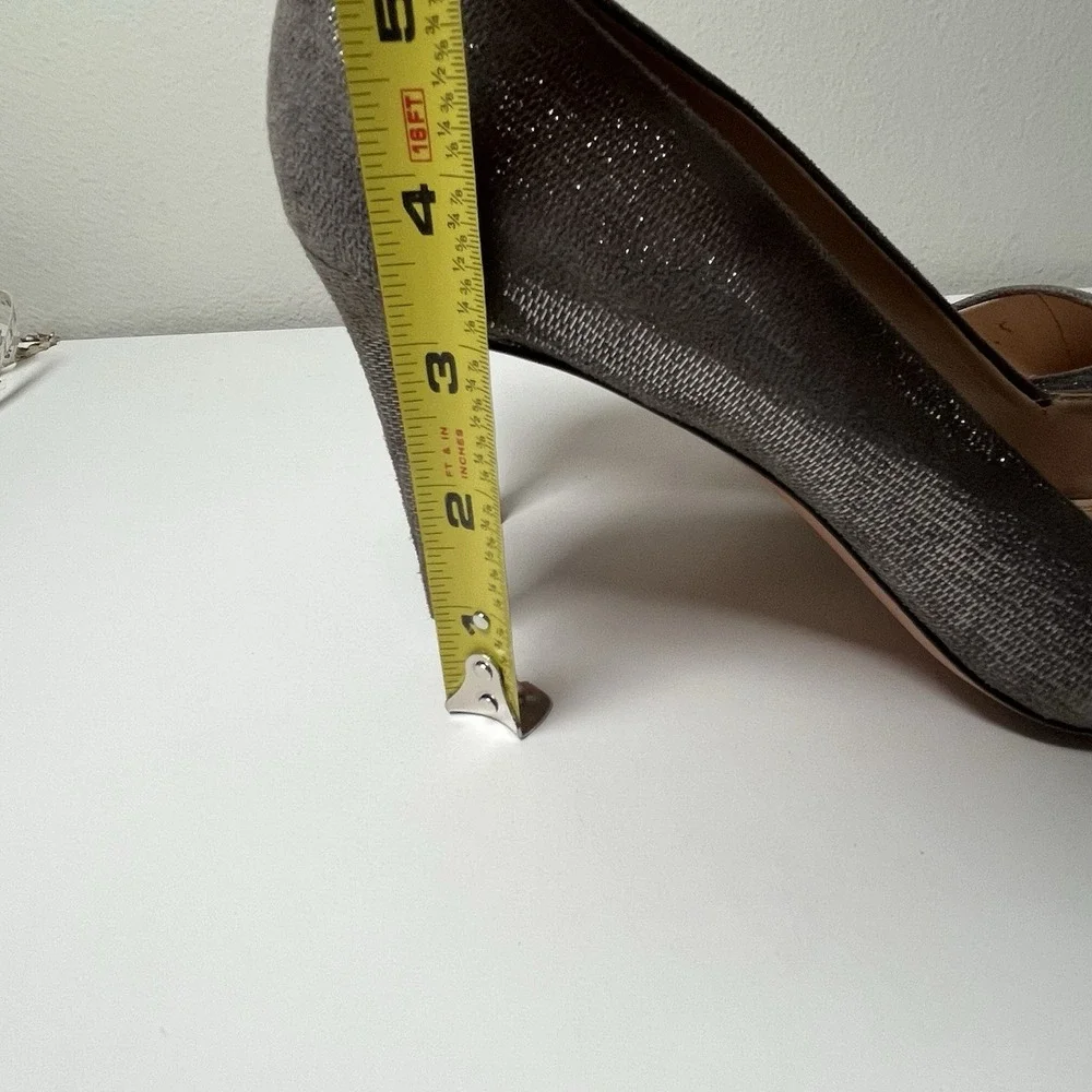 Tory Burch Women's  Silver Black Metallic Shaila Cap Toe Pumps Sz 9.5 Heels Work